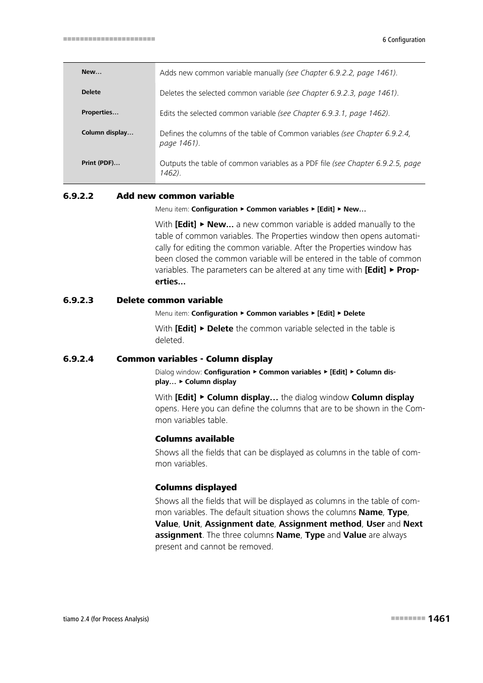 2 add new common variable, 3 delete common variable, 4 common variables - column display | Metrohm tiamo 2.4 (process analysis) User Manual | Page 1477 / 1809