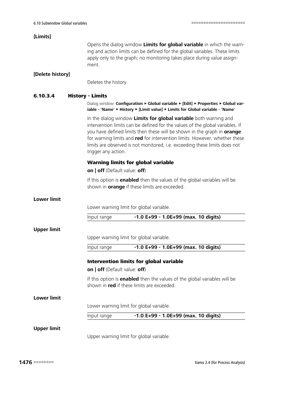 4 history - limits | Metrohm tiamo 2.4 (process analysis) User Manual | Page 1492 / 1809