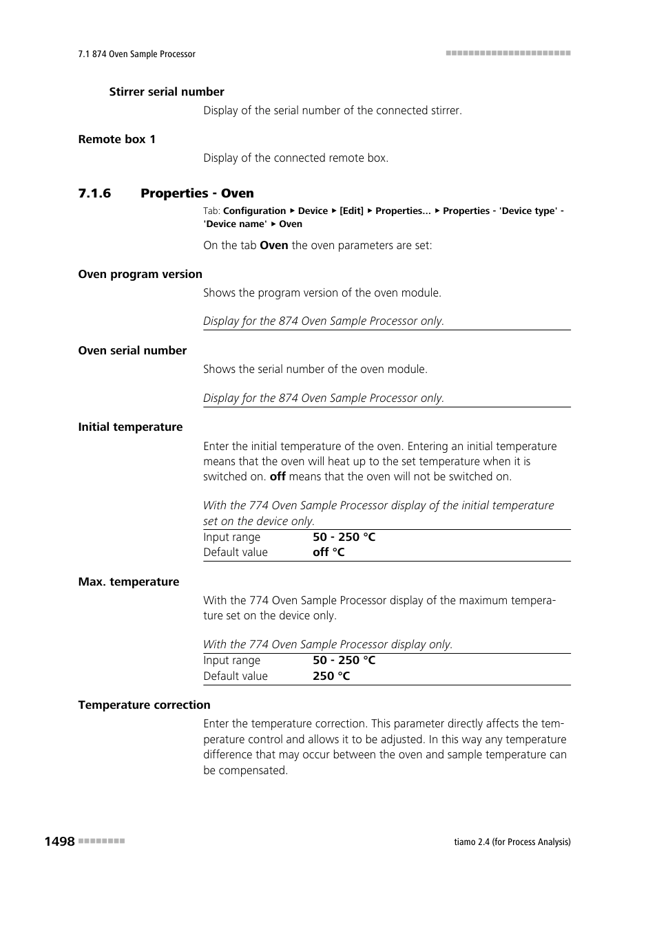 6 properties - oven, Properties - oven 8, Oven | Metrohm tiamo 2.4 (process analysis) User Manual | Page 1514 / 1809