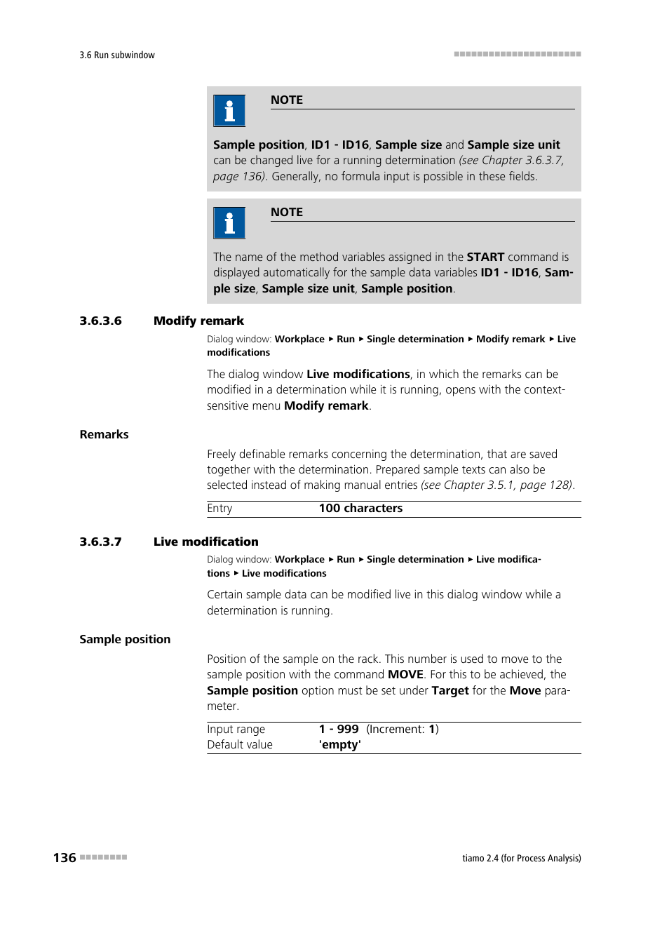 6 modify remark, 7 live modification, Modify sample data live | Metrohm tiamo 2.4 (process analysis) User Manual | Page 152 / 1809