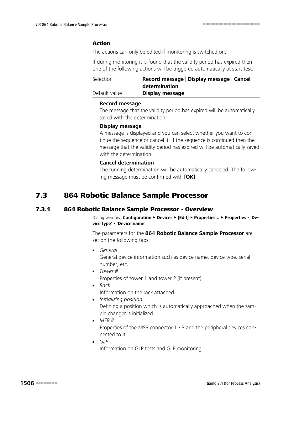 3 864 robotic balance sample processor, 1 864 robotic balance sample processor - overview, 864 robotic balance sample processor 6 | 864 robotic balance sample processor - overview 6, 864 balance sample processor | Metrohm tiamo 2.4 (process analysis) User Manual | Page 1522 / 1809