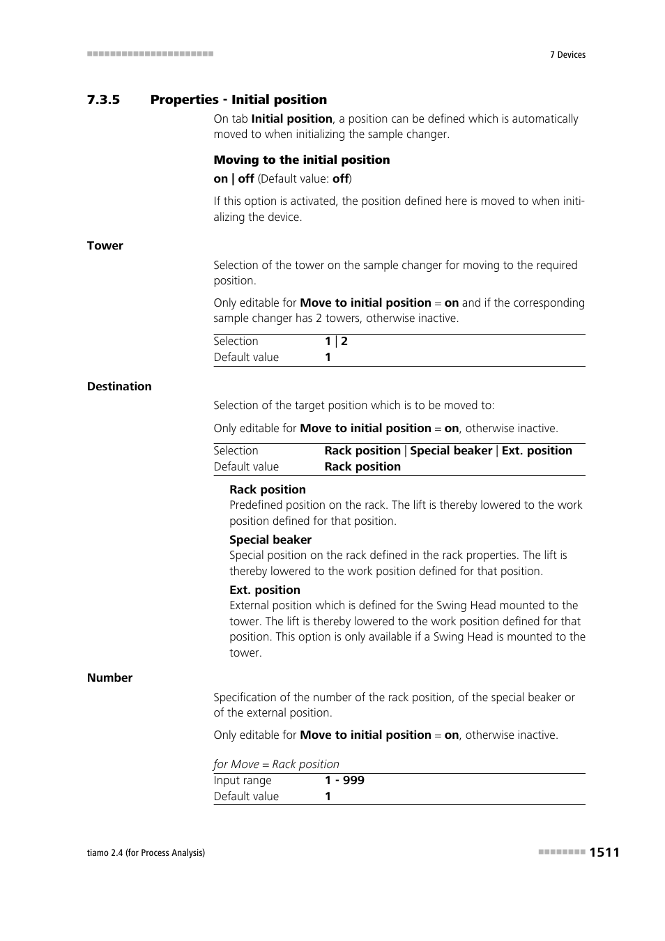 5 properties - initial position, Properties - initial position 1, Initializing position | Metrohm tiamo 2.4 (process analysis) User Manual | Page 1527 / 1809