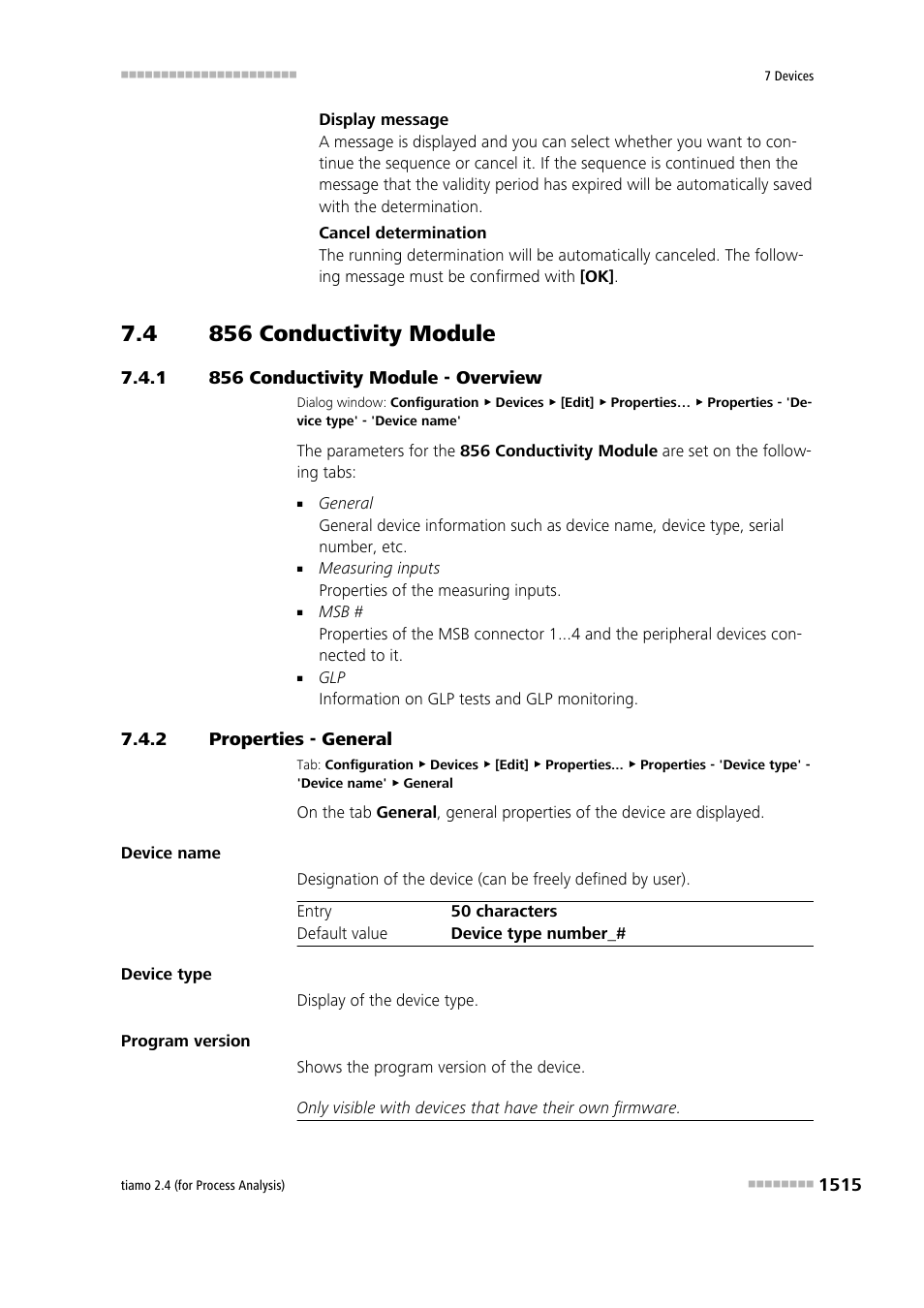 4 856 conductivity module, 1 856 conductivity module - overview, 2 properties - general | 856 conductivity module 5, 856 conductivity module - overview 5, Properties - general 5, 856 conductometer | Metrohm tiamo 2.4 (process analysis) User Manual | Page 1531 / 1809