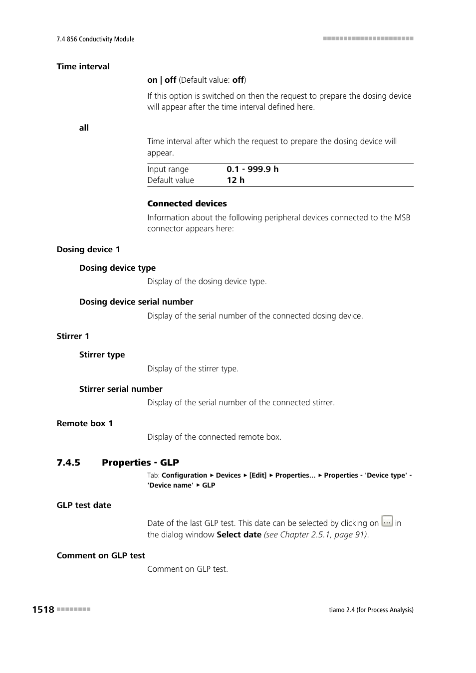 5 properties - glp, Properties - glp 8 | Metrohm tiamo 2.4 (process analysis) User Manual | Page 1534 / 1809