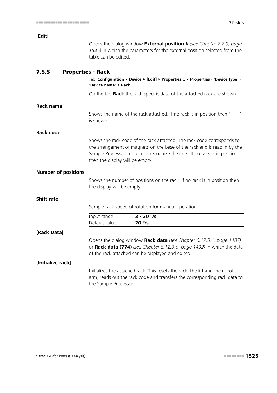 5 properties - rack, Properties - rack 5 | Metrohm tiamo 2.4 (process analysis) User Manual | Page 1541 / 1809