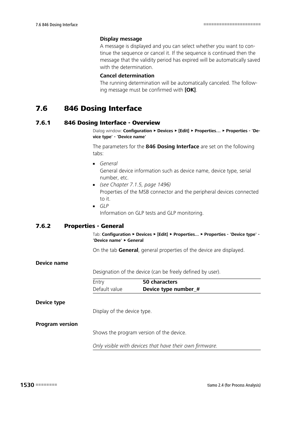 6 846 dosing interface, 1 846 dosing interface - overview, 2 properties - general | 846 dosing interface 0, 846 dosing interface - overview 0, Properties - general 0, 846 dosing interface | Metrohm tiamo 2.4 (process analysis) User Manual | Page 1546 / 1809