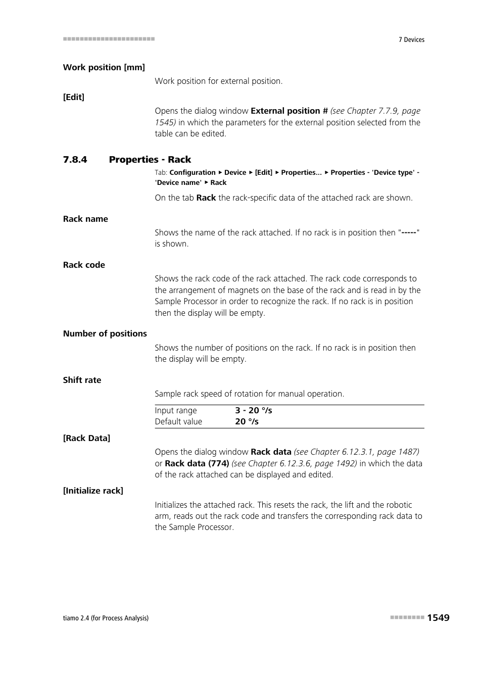 4 properties - rack, Properties - rack 9 | Metrohm tiamo 2.4 (process analysis) User Manual | Page 1565 / 1809