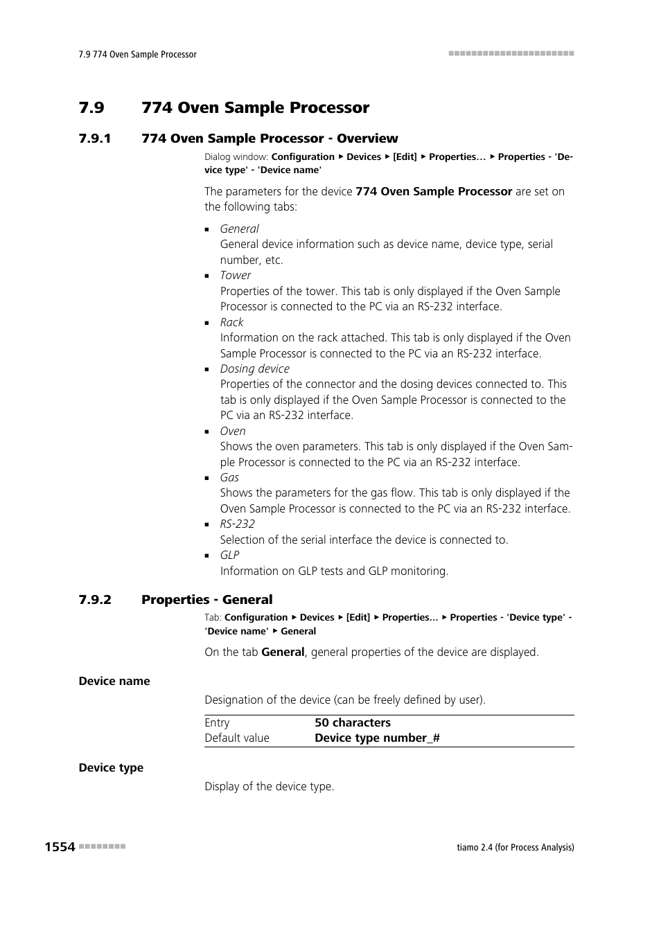 9 774 oven sample processor, 1 774 oven sample processor - overview, 2 properties - general | 774 oven sample processor 4, 774 oven sample processor - overview 4, Properties - general 4, 774 oven sample processor | Metrohm tiamo 2.4 (process analysis) User Manual | Page 1570 / 1809