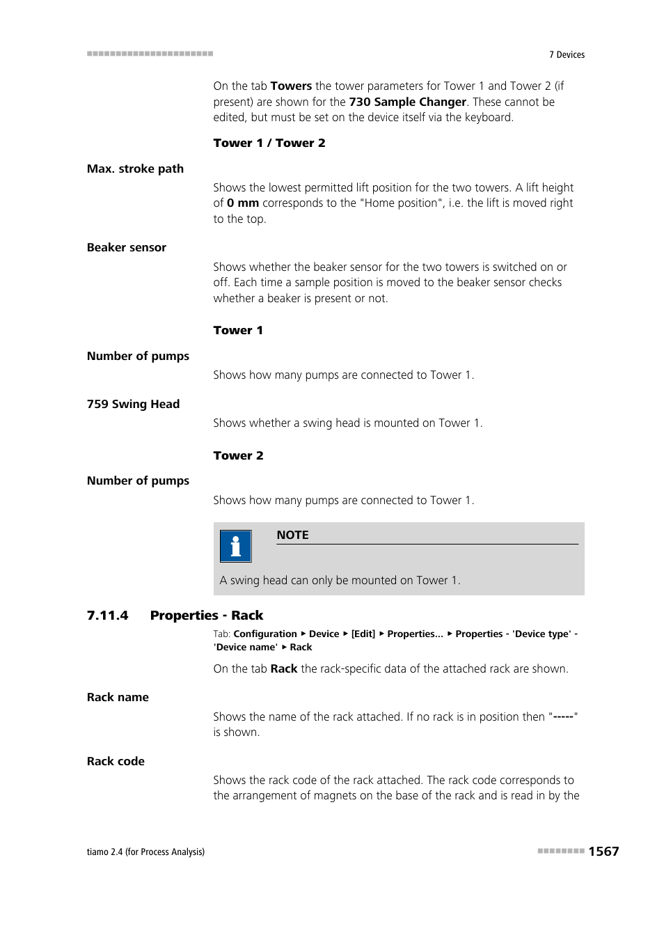 4 properties - rack, Properties - rack 7 | Metrohm tiamo 2.4 (process analysis) User Manual | Page 1583 / 1809