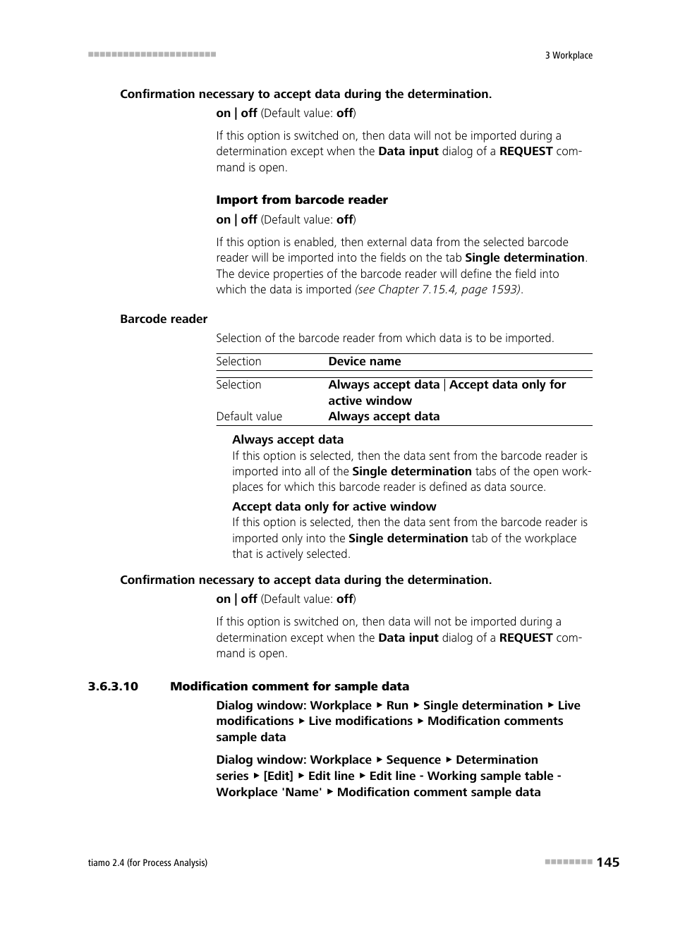 10 modification comment for sample data | Metrohm tiamo 2.4 (process analysis) User Manual | Page 161 / 1809