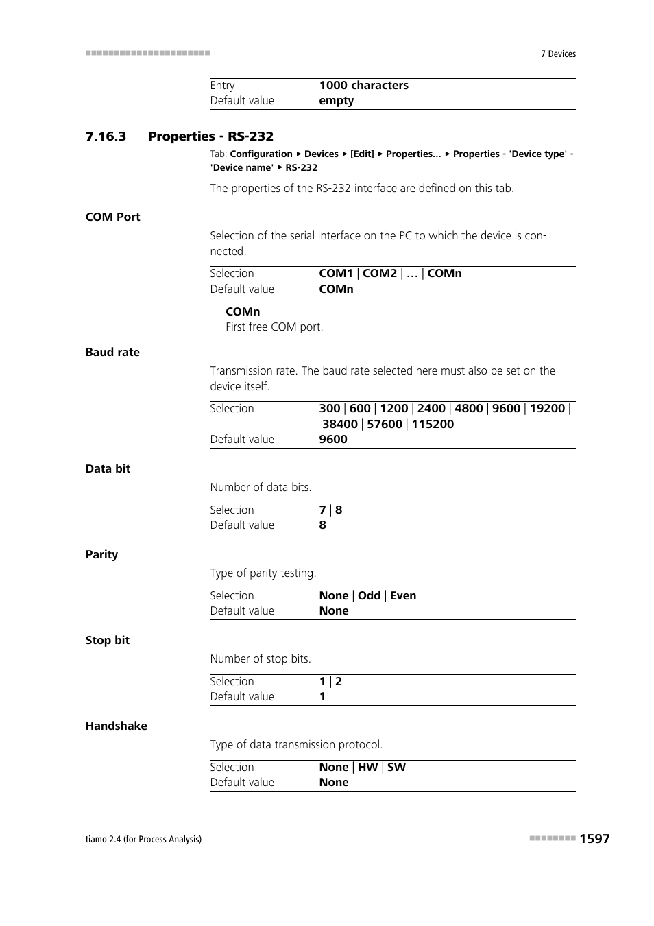3 properties - rs-232, Properties - rs-232 7 | Metrohm tiamo 2.4 (process analysis) User Manual | Page 1613 / 1809