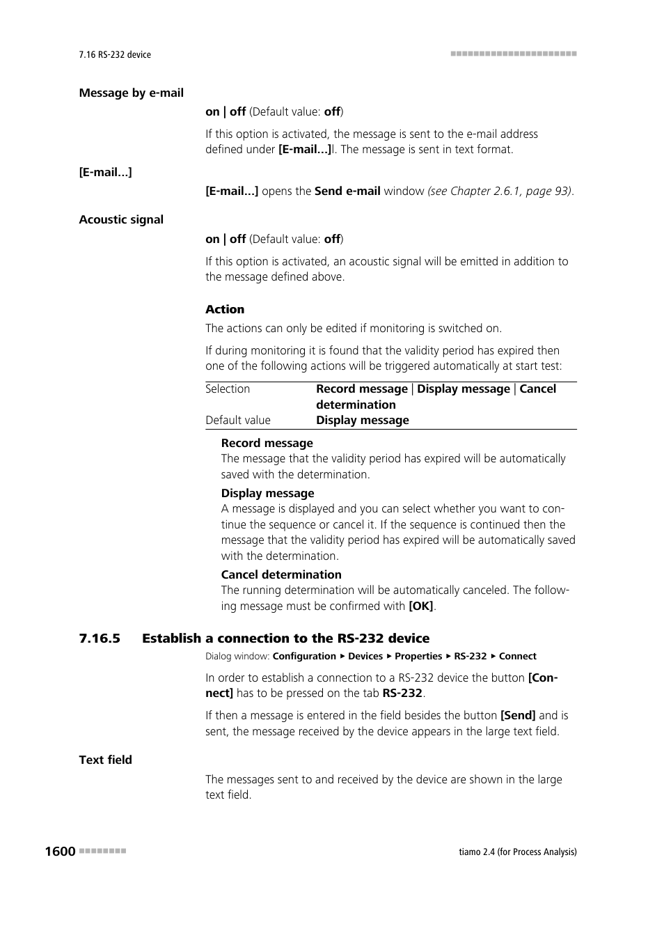 5 establish a connection to the rs-232 device, Establish a connection to the rs-232 device 0 | Metrohm tiamo 2.4 (process analysis) User Manual | Page 1616 / 1809