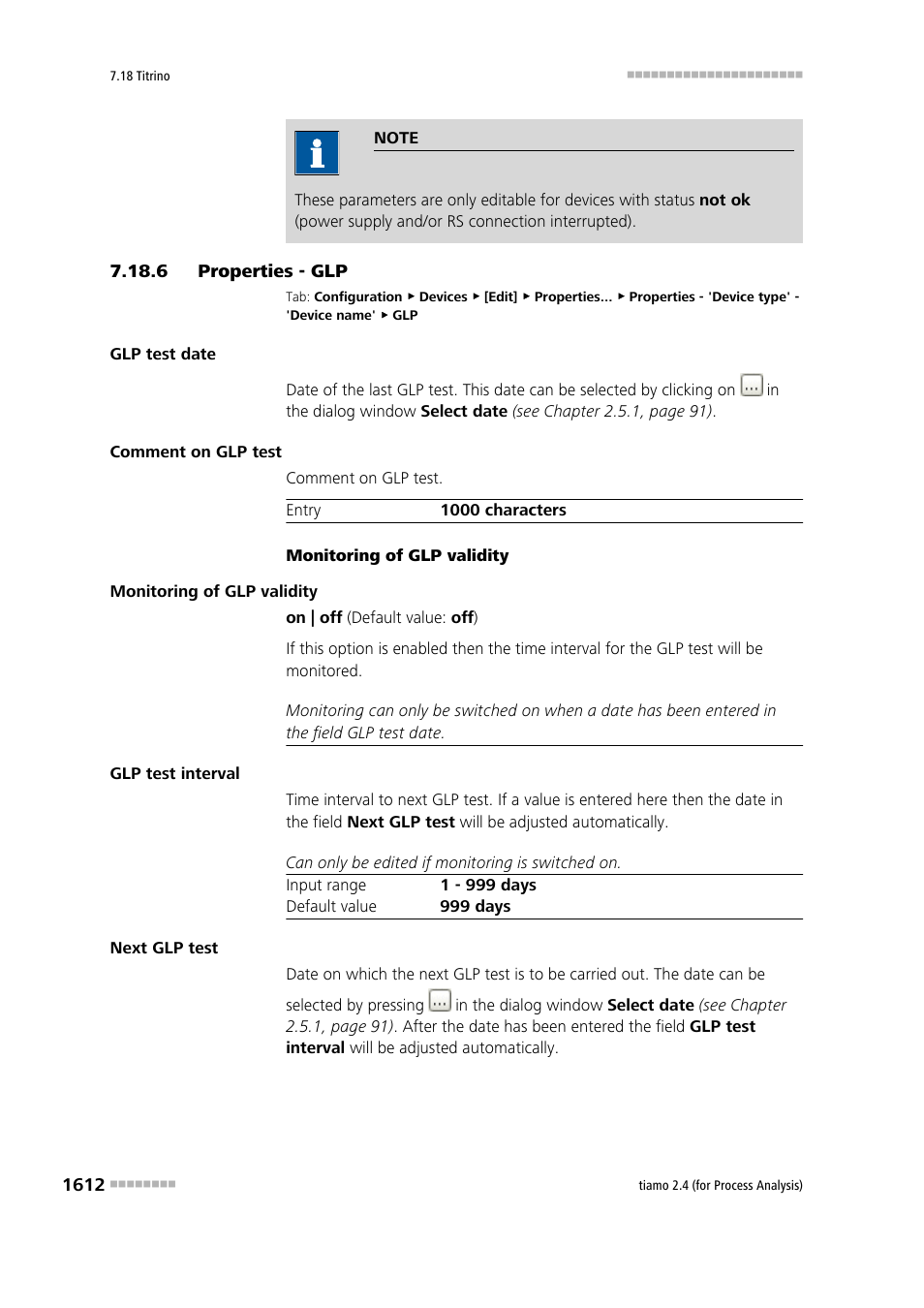 6 properties - glp, Properties - glp 2 | Metrohm tiamo 2.4 (process analysis) User Manual | Page 1628 / 1809