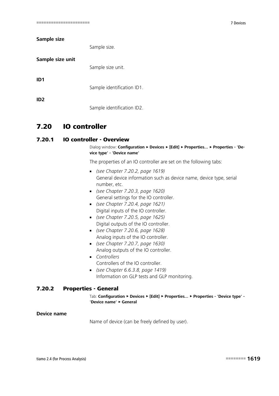 20 io controller, 1 io controller - overview, 2 properties - general | 20 io controller 9 7.20.1, Io controller - overview 9, Properties - general 9, Io controller | Metrohm tiamo 2.4 (process analysis) User Manual | Page 1635 / 1809