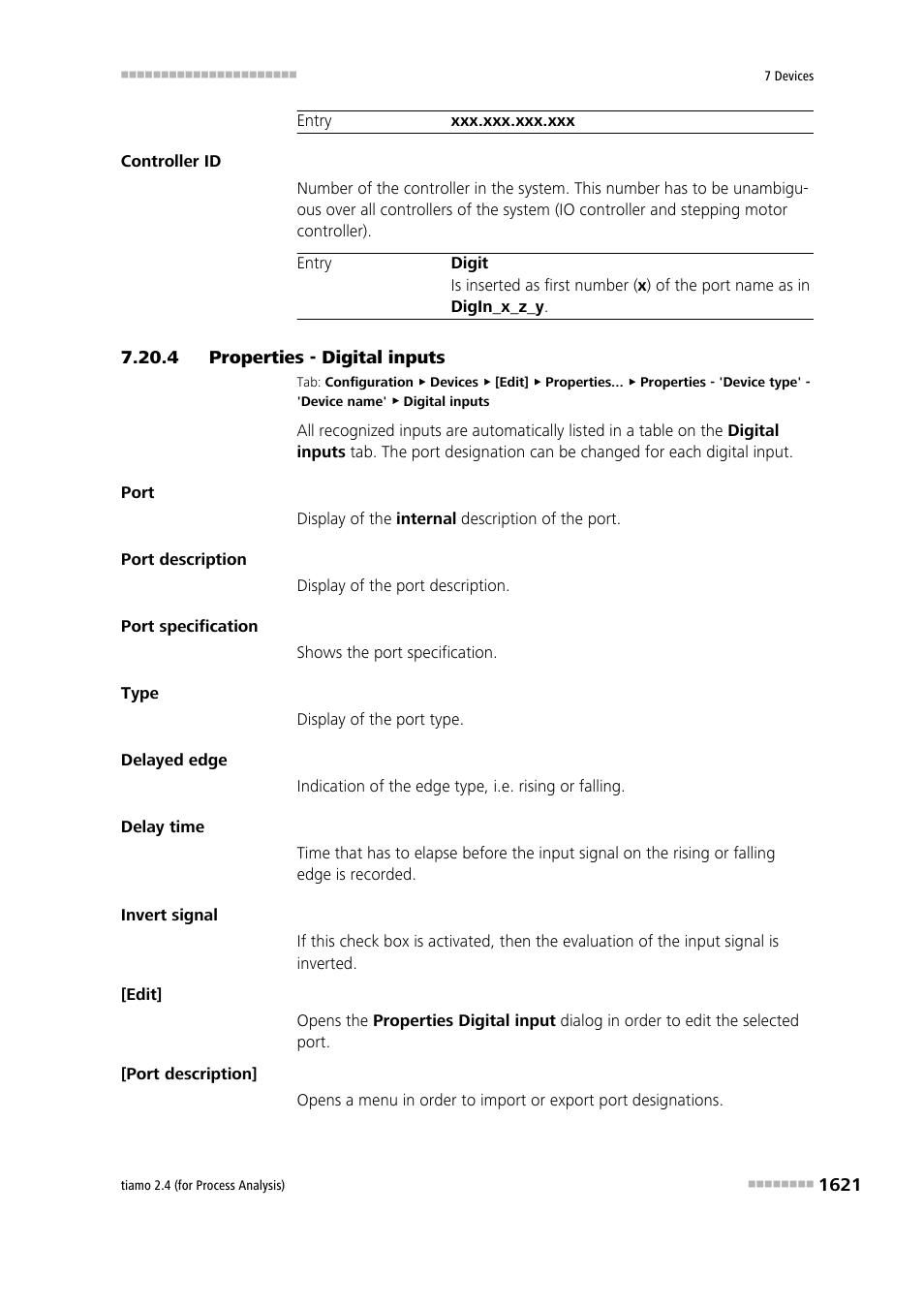 4 properties - digital inputs, Properties - digital inputs 1 | Metrohm tiamo 2.4 (process analysis) User Manual | Page 1637 / 1809