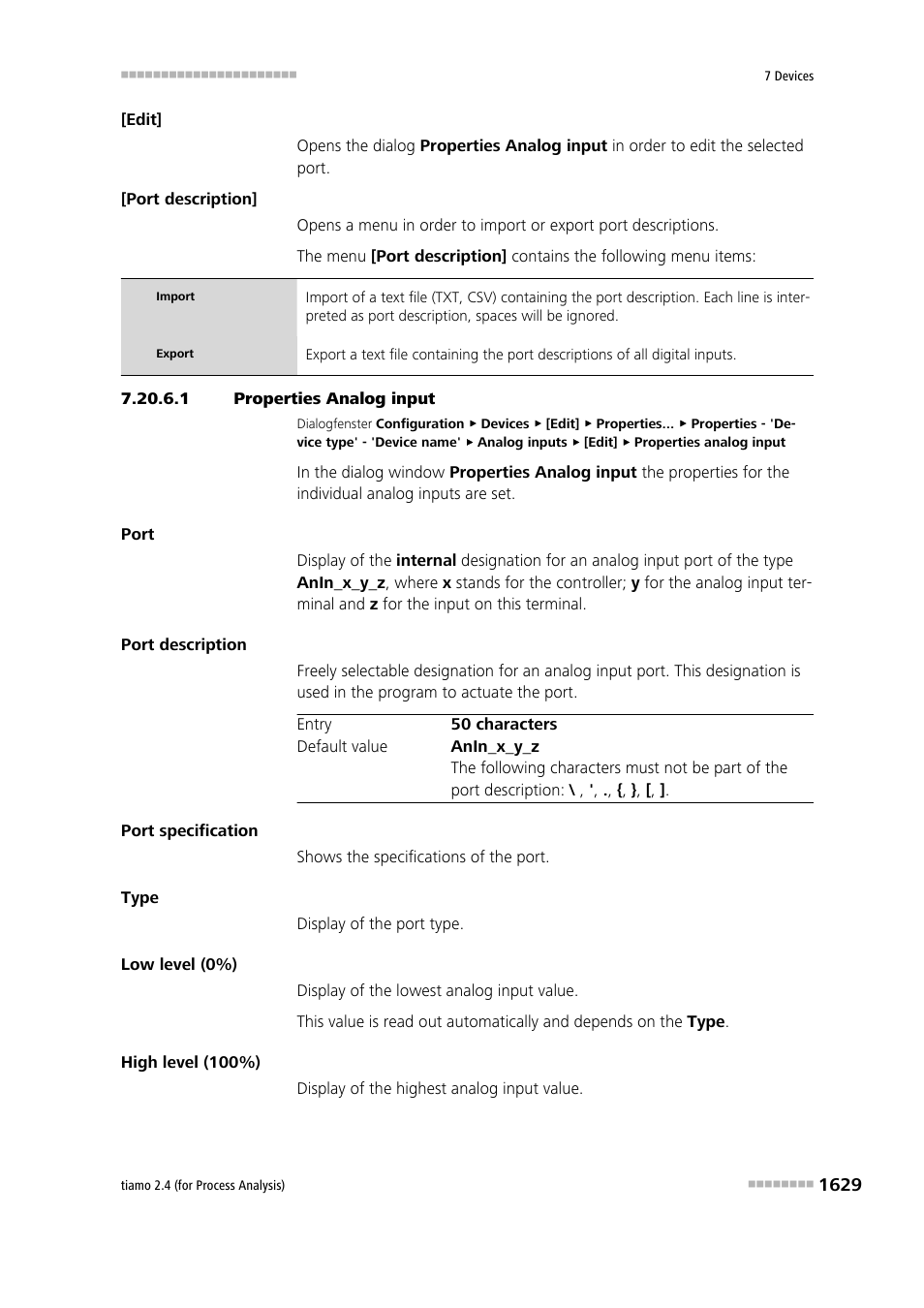 1 properties analog input | Metrohm tiamo 2.4 (process analysis) User Manual | Page 1645 / 1809