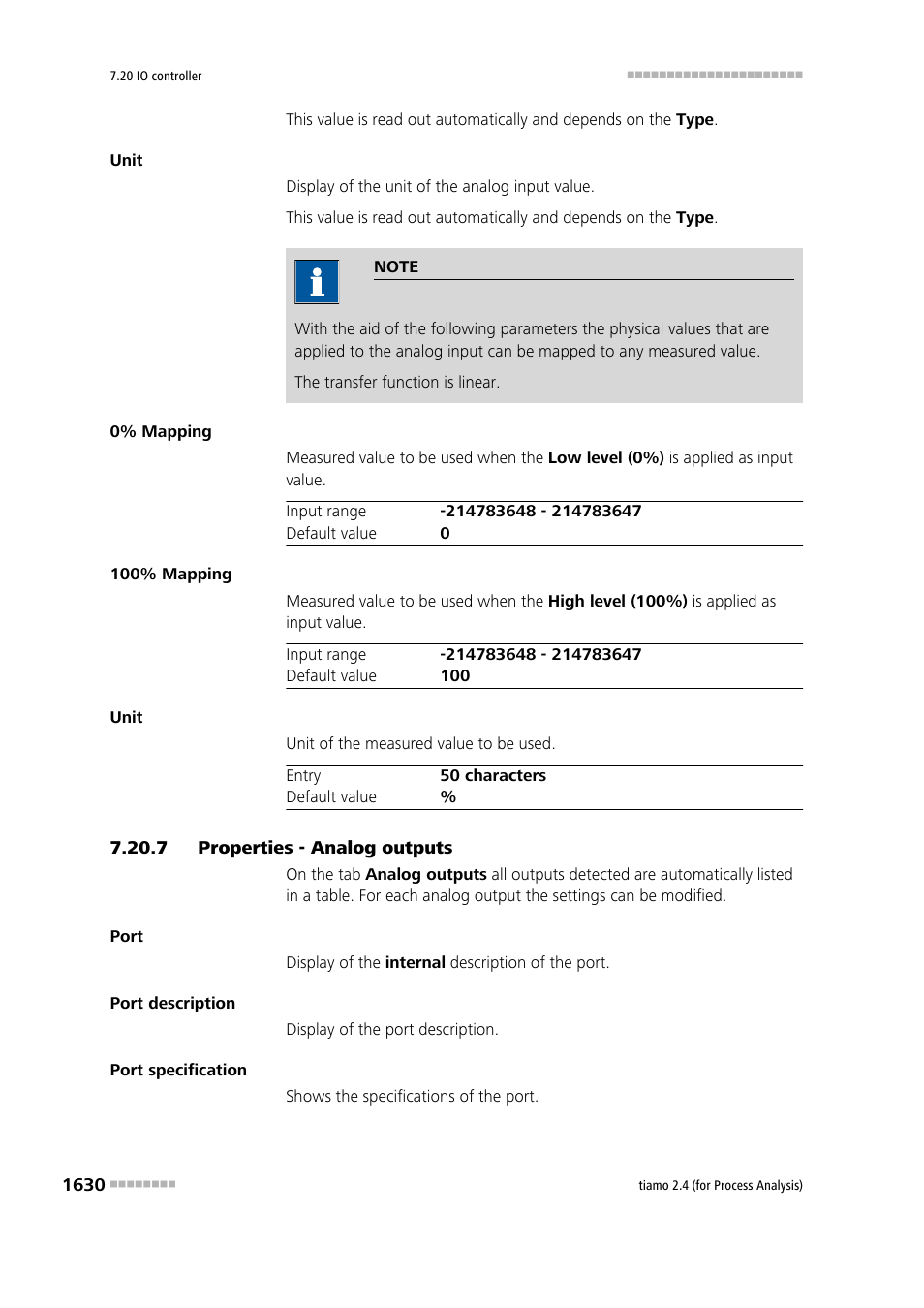 7 properties - analog outputs, Properties - analog outputs 0 | Metrohm tiamo 2.4 (process analysis) User Manual | Page 1646 / 1809