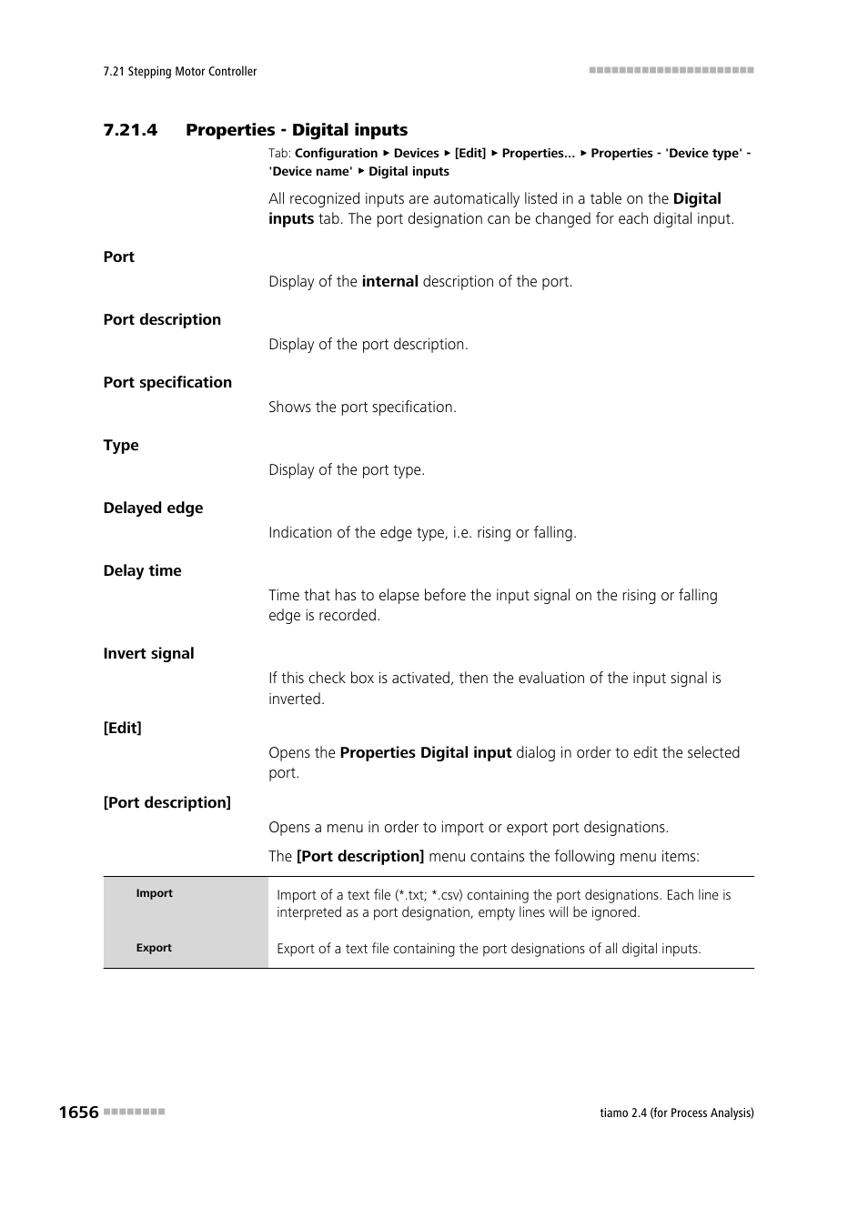 4 properties - digital inputs, Properties - digital inputs 6 | Metrohm tiamo 2.4 (process analysis) User Manual | Page 1672 / 1809
