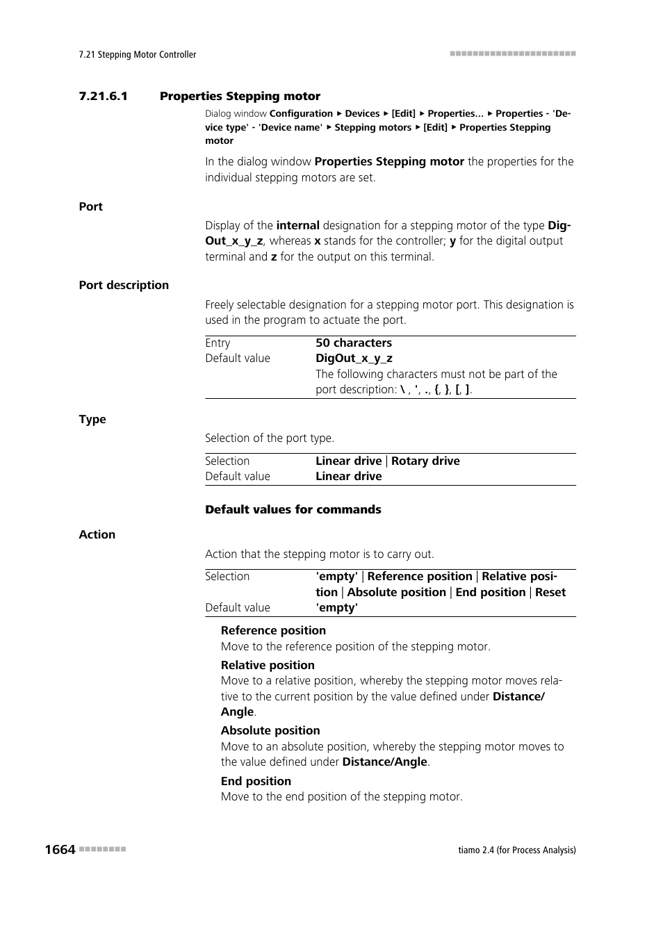 1 properties stepping motor | Metrohm tiamo 2.4 (process analysis) User Manual | Page 1680 / 1809