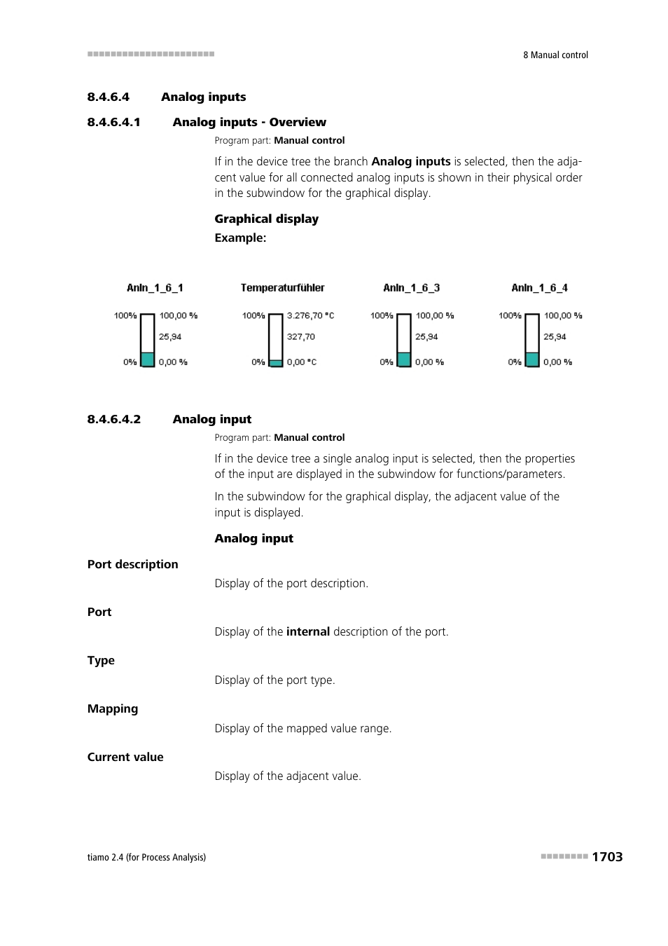 4 analog inputs, 1 analog inputs - overview, 2 analog input | Metrohm tiamo 2.4 (process analysis) User Manual | Page 1719 / 1809