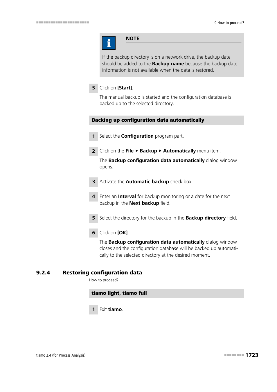 4 restoring configuration data, Restoring configuration data 3 | Metrohm tiamo 2.4 (process analysis) User Manual | Page 1739 / 1809