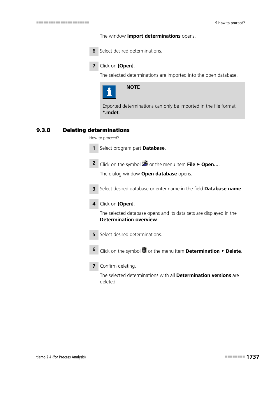 8 deleting determinations, Deleting determinations 7 | Metrohm tiamo 2.4 (process analysis) User Manual | Page 1753 / 1809