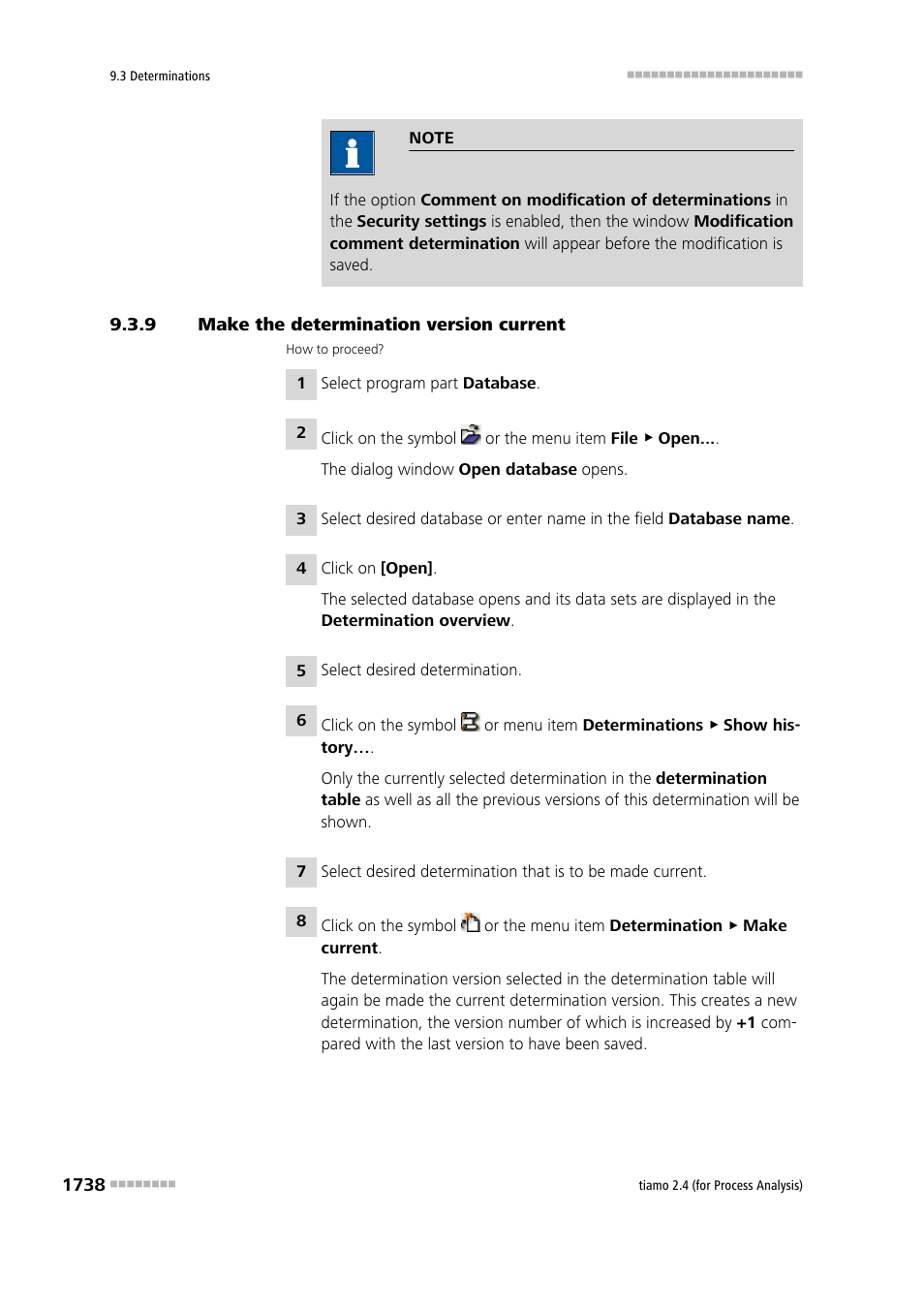 9 make the determination version current, Make the determination version current 8 | Metrohm tiamo 2.4 (process analysis) User Manual | Page 1754 / 1809