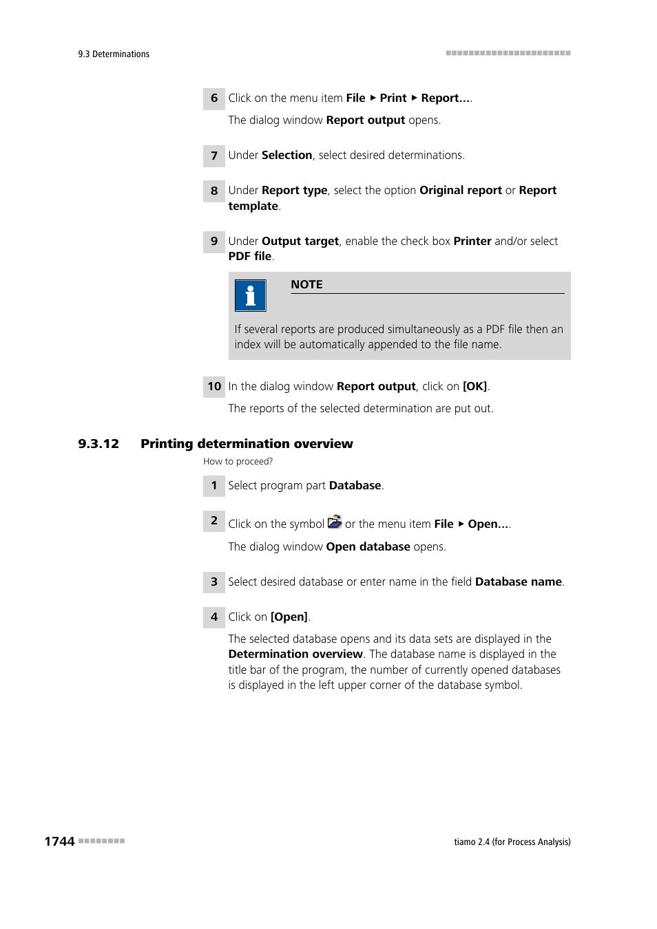 12 printing determination overview, Printing determination overview 4 | Metrohm tiamo 2.4 (process analysis) User Manual | Page 1760 / 1809