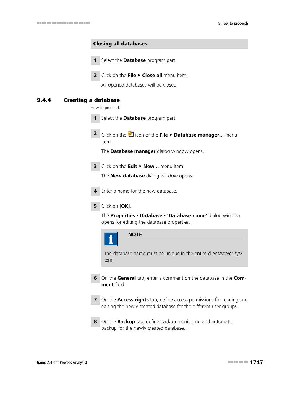4 creating a database, Creating a database 7 | Metrohm tiamo 2.4 (process analysis) User Manual | Page 1763 / 1809