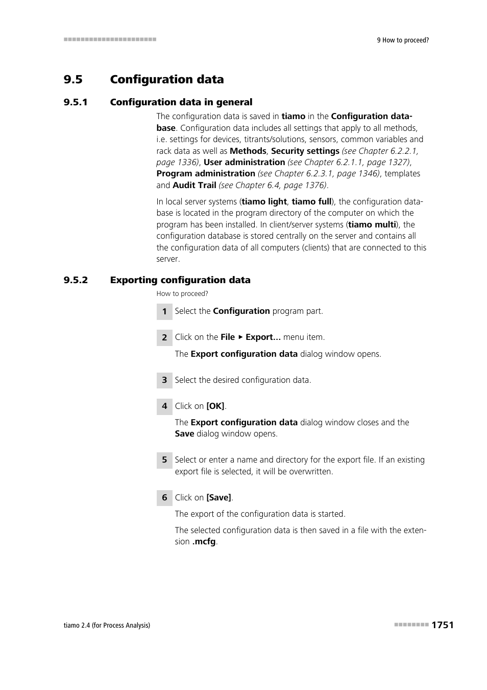 5 configuration data, 1 configuration data in general, 2 exporting configuration data | Configuration data 1, Configuration data in general 1, Exporting configuration data 1 | Metrohm tiamo 2.4 (process analysis) User Manual | Page 1767 / 1809