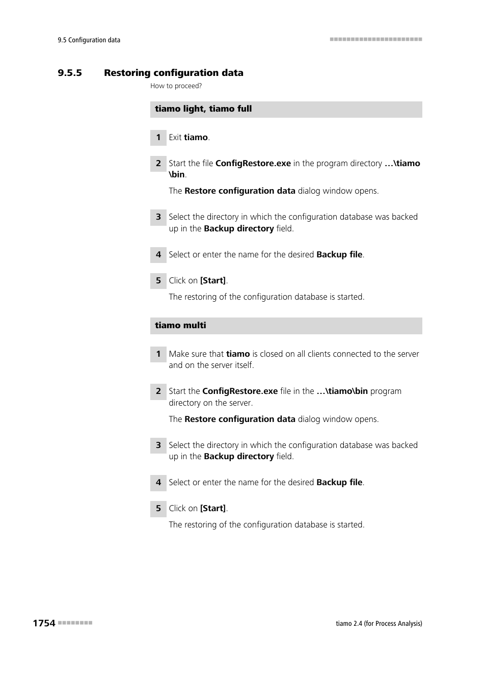 5 restoring configuration data, Restoring configuration data 4 | Metrohm tiamo 2.4 (process analysis) User Manual | Page 1770 / 1809