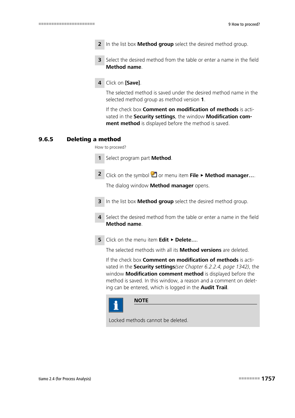 5 deleting a method, Deleting a method 7 | Metrohm tiamo 2.4 (process analysis) User Manual | Page 1773 / 1809