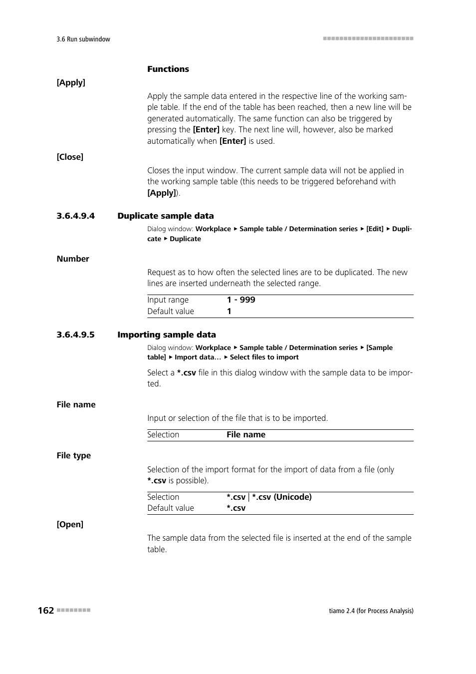 4 duplicate sample data, 5 importing sample data | Metrohm tiamo 2.4 (process analysis) User Manual | Page 178 / 1809