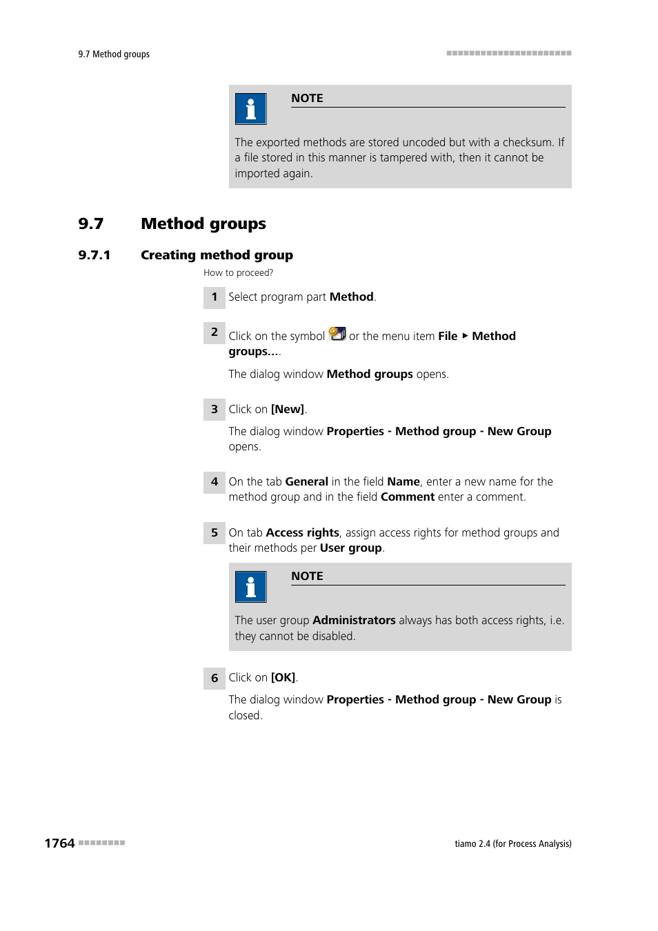 7 method groups, 1 creating method group, Method groups 4 | Creating method group 4 | Metrohm tiamo 2.4 (process analysis) User Manual | Page 1780 / 1809