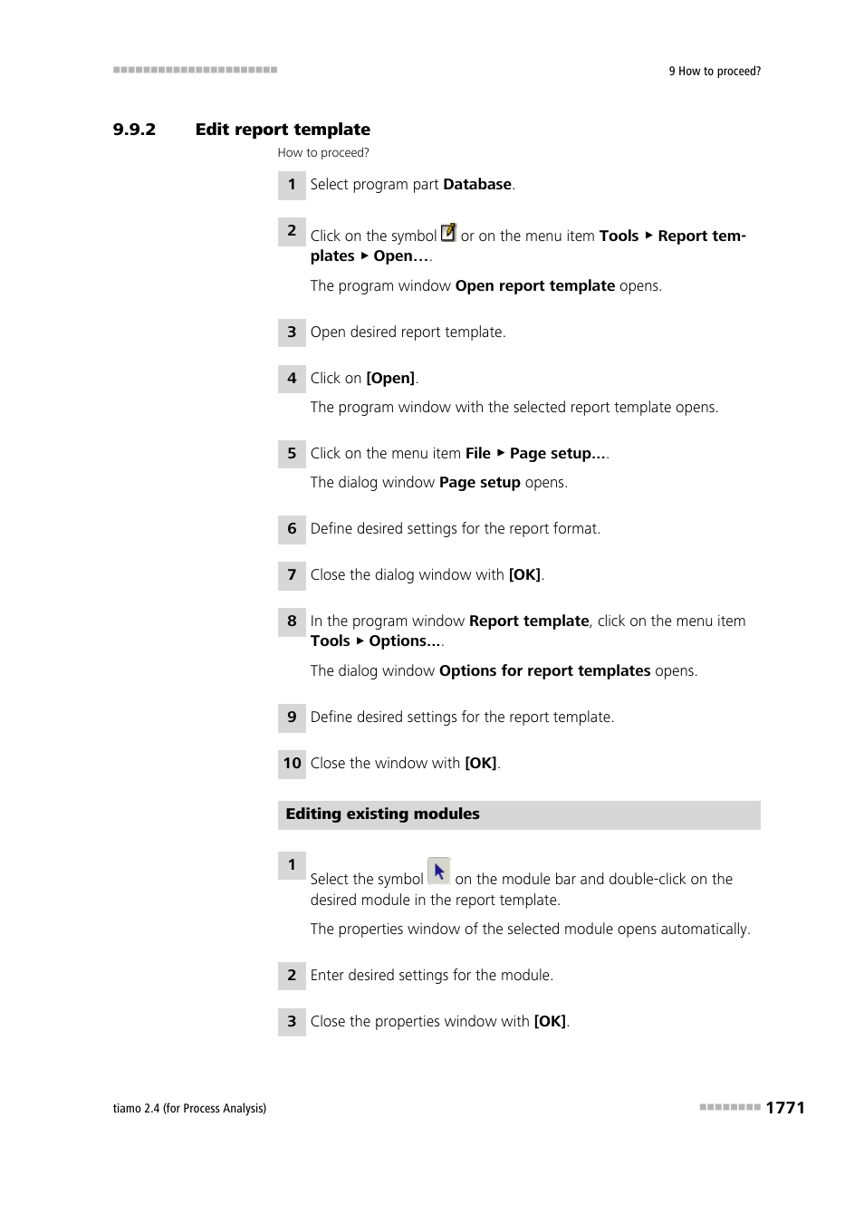 2 edit report template, Edit report template 1 | Metrohm tiamo 2.4 (process analysis) User Manual | Page 1787 / 1809