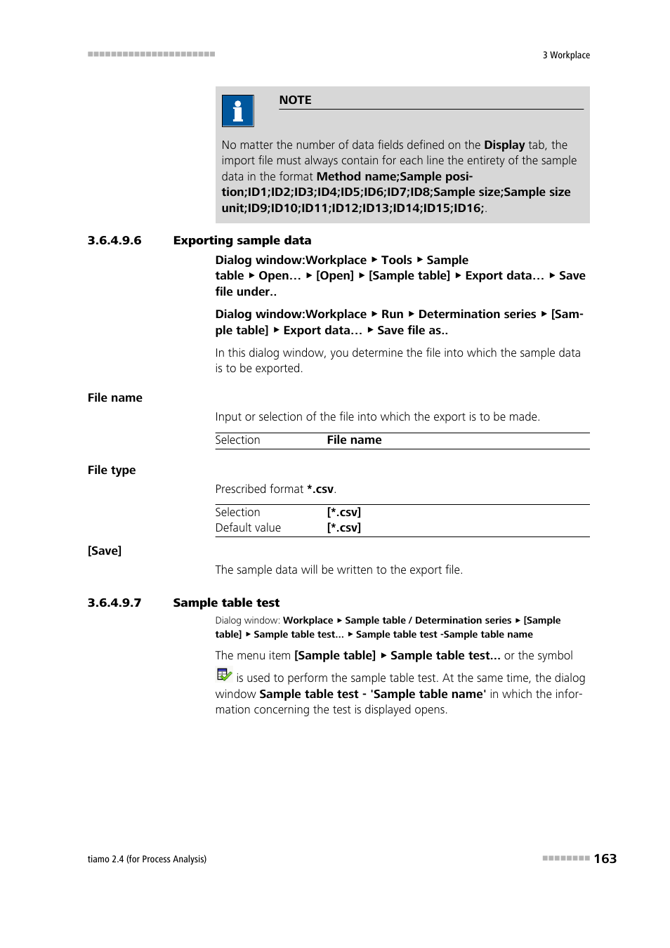 6 exporting sample data, 7 sample table test | Metrohm tiamo 2.4 (process analysis) User Manual | Page 179 / 1809