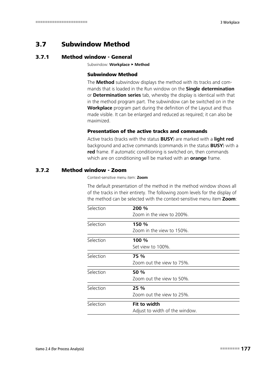 7 subwindow method, 1 method window - general, 2 method window - zoom | Subwindow method, Method window - general, Method window - zoom, Method, Zoom | Metrohm tiamo 2.4 (process analysis) User Manual | Page 193 / 1809