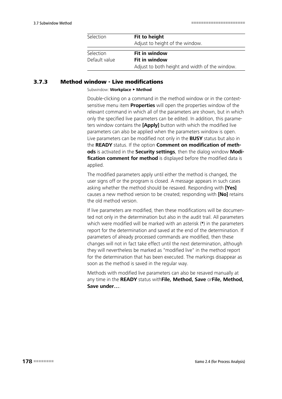 3 method window - live modifications, Method window - live modifications, Modify parameters live | Metrohm tiamo 2.4 (process analysis) User Manual | Page 194 / 1809