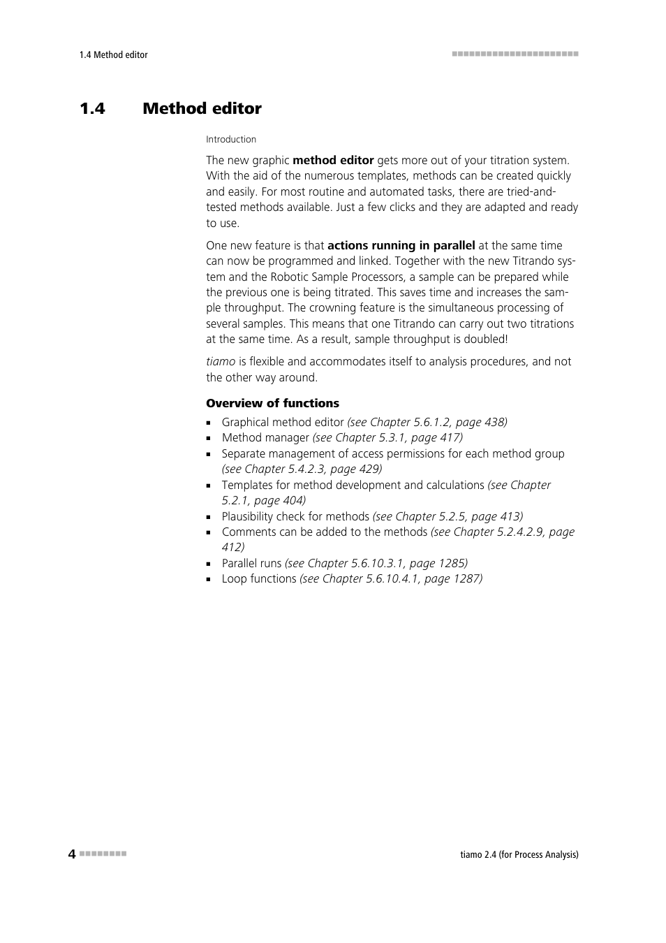4 method editor, Method editor, Convenient method editor | Metrohm tiamo 2.4 (process analysis) User Manual | Page 20 / 1809