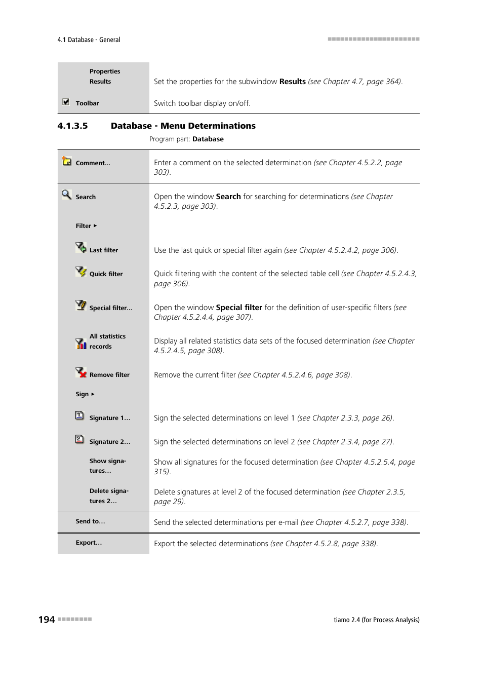 5 database - menu determinations, Determinations | Metrohm tiamo 2.4 (process analysis) User Manual | Page 210 / 1809