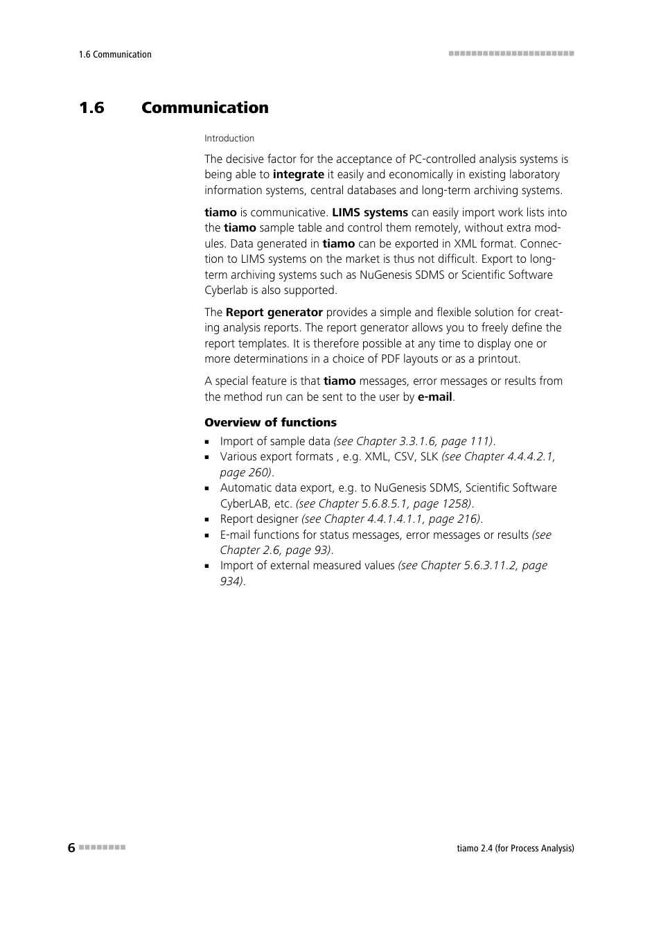 6 communication, Communication, Wide range of import and export functions | Metrohm tiamo 2.4 (process analysis) User Manual | Page 22 / 1809