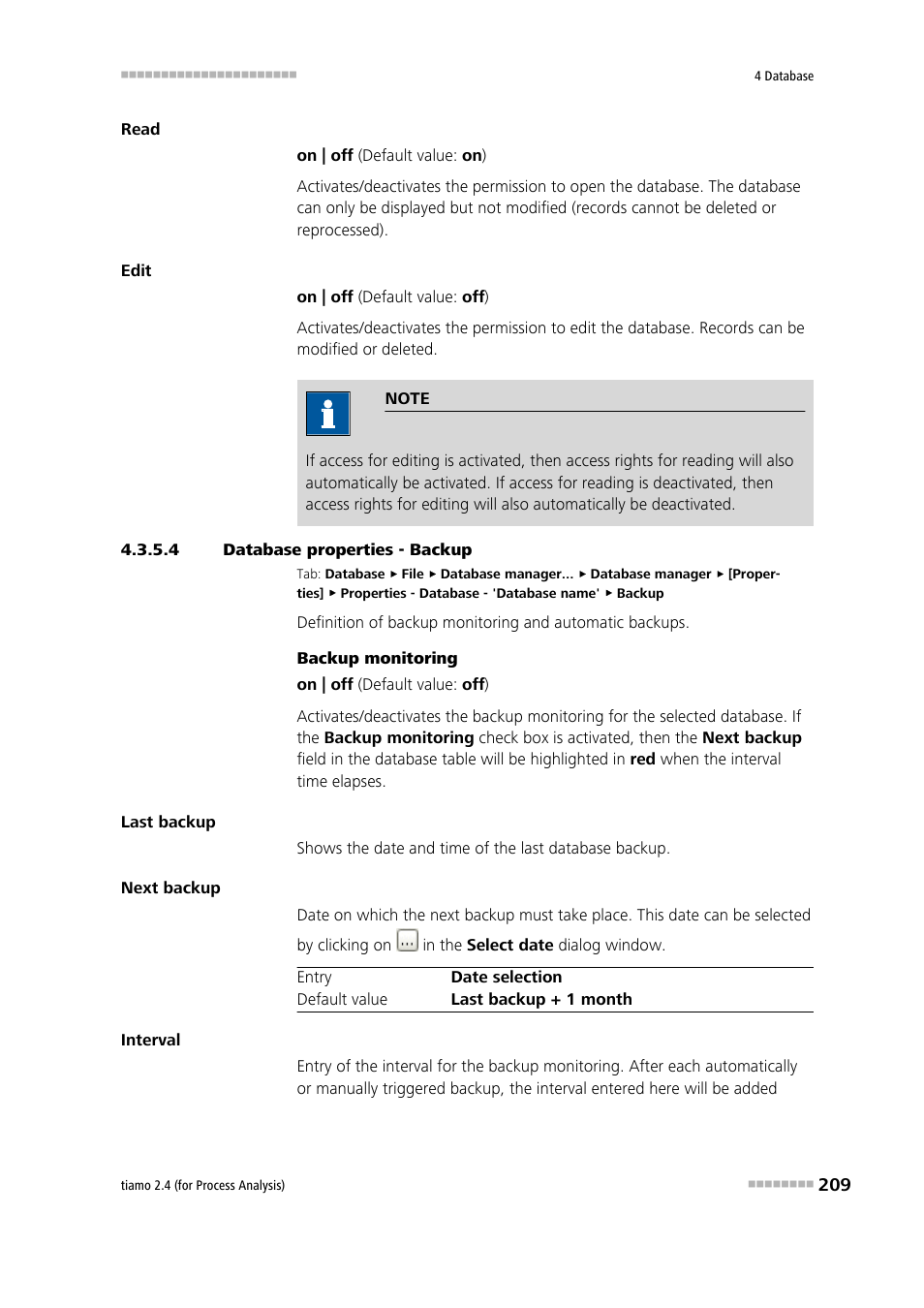 4 database properties - backup | Metrohm tiamo 2.4 (process analysis) User Manual | Page 225 / 1809