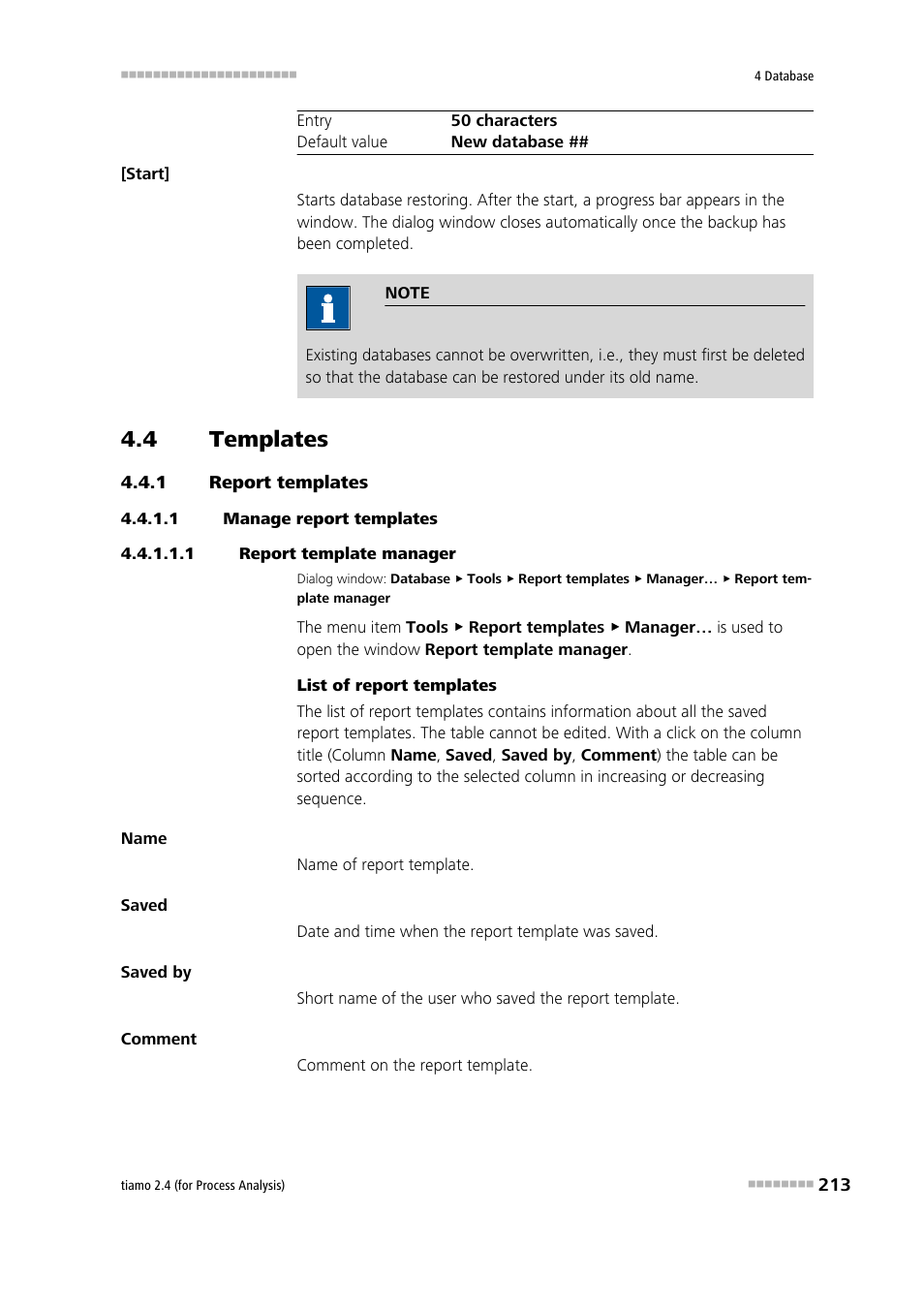 4 templates, 1 report templates, 1 manage report templates | 1 report template manager, Templates, Report templates, Edit report templates | Metrohm tiamo 2.4 (process analysis) User Manual | Page 229 / 1809