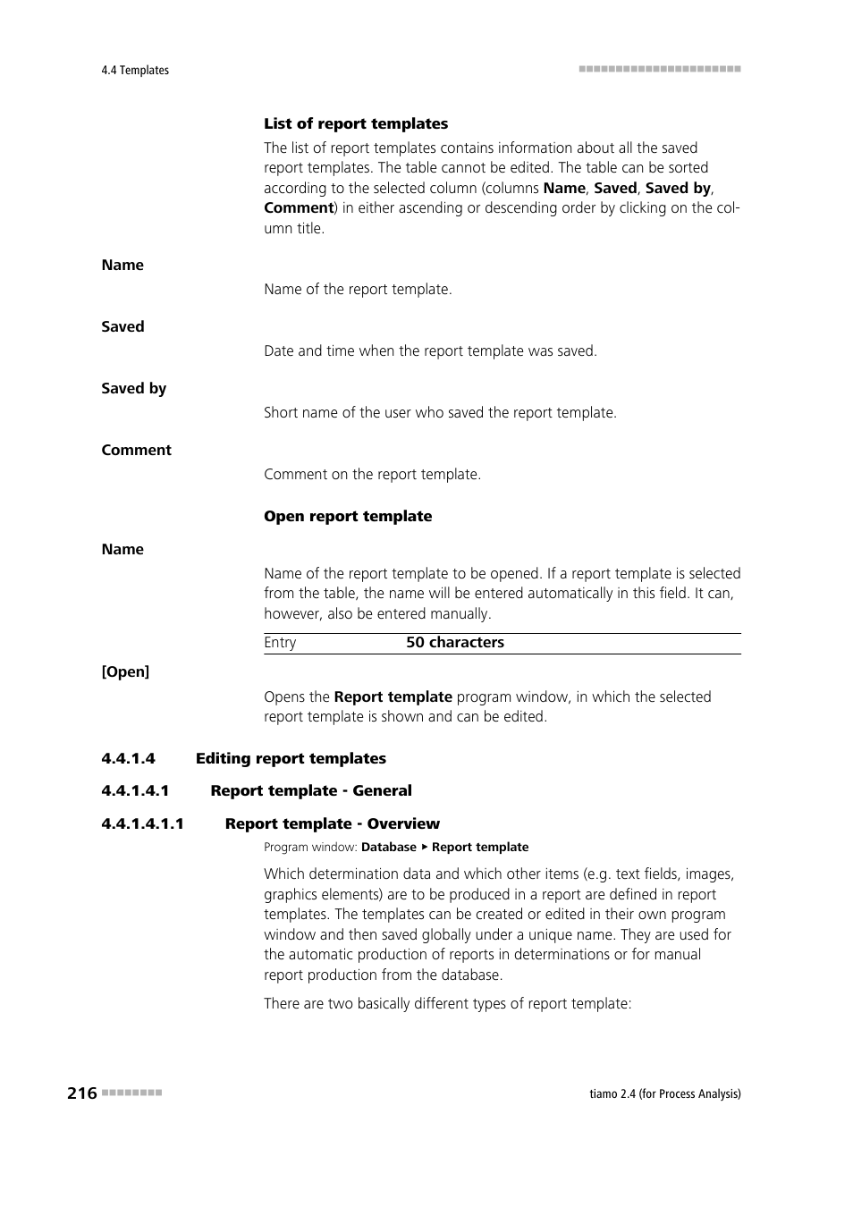 4 editing report templates, 1 report template - general, 1 report template - overview | Metrohm tiamo 2.4 (process analysis) User Manual | Page 232 / 1809