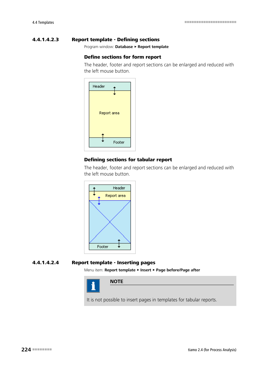 3 report template - defining sections, Main window, Define sections in main window | Metrohm tiamo 2.4 (process analysis) User Manual | Page 240 / 1809