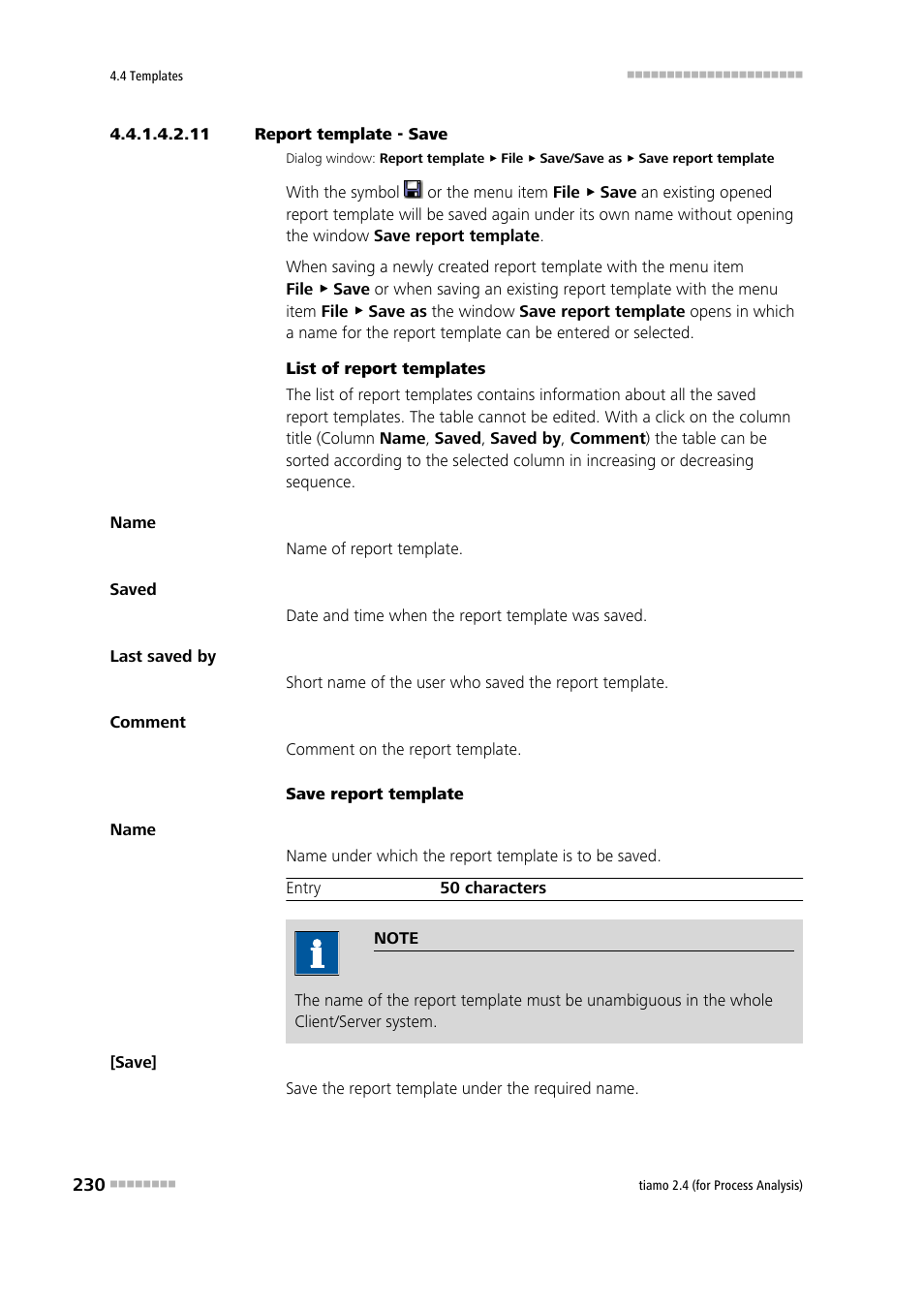 11 report template - save, Save report template | Metrohm tiamo 2.4 (process analysis) User Manual | Page 246 / 1809