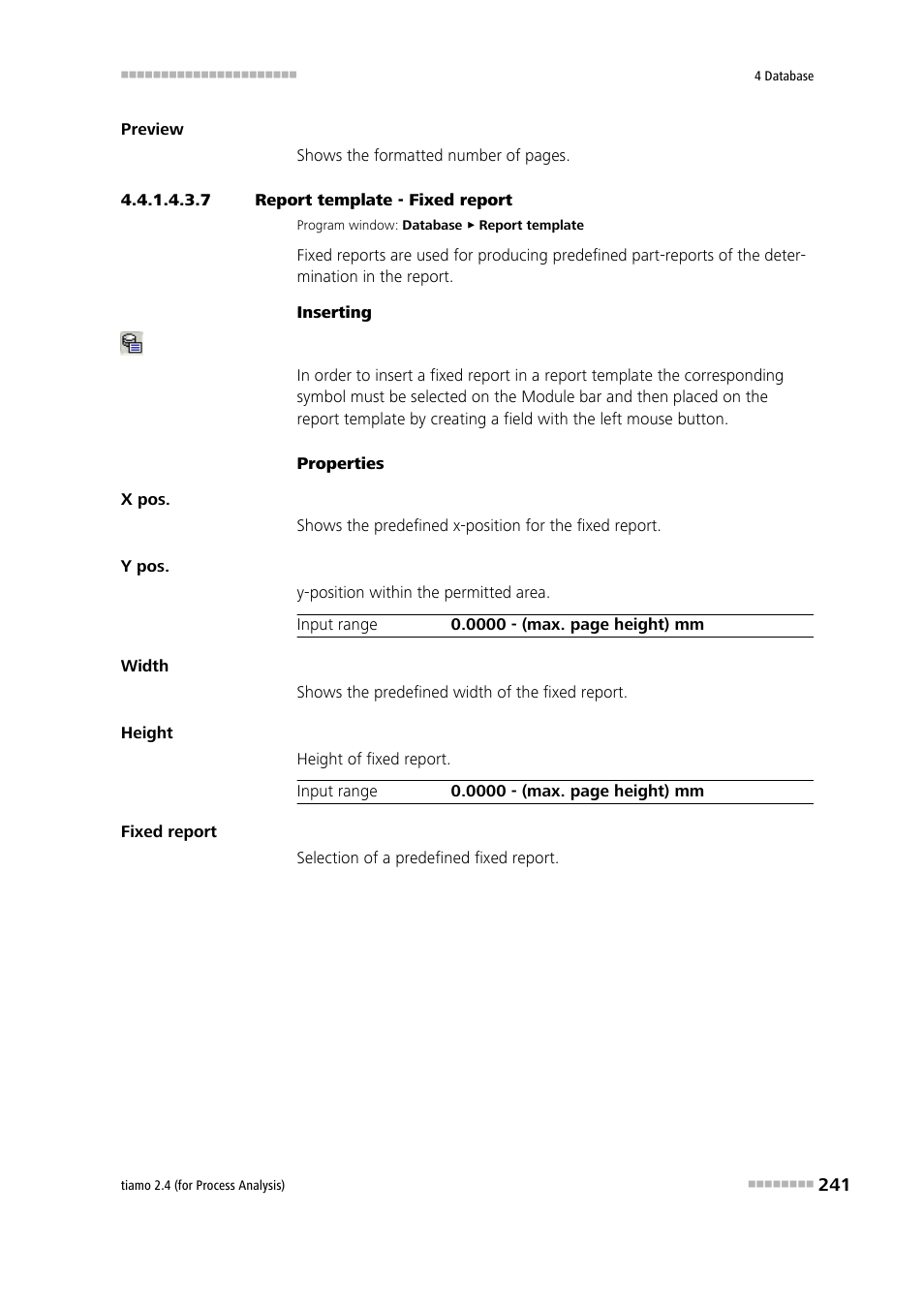 7 report template - fixed report, Fixed report | Metrohm tiamo 2.4 (process analysis) User Manual | Page 257 / 1809