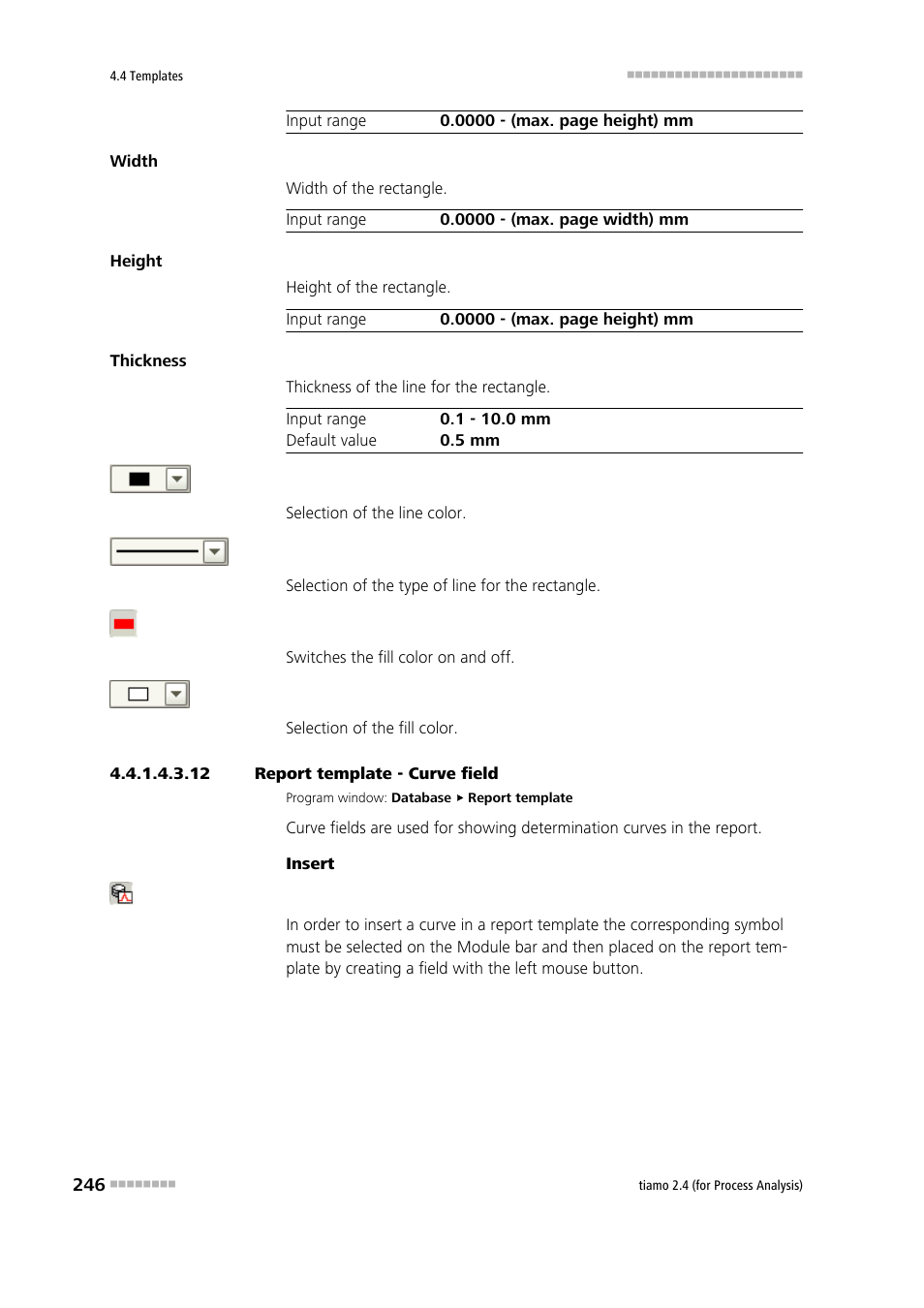 12 report template - curve field, Curve | Metrohm tiamo 2.4 (process analysis) User Manual | Page 262 / 1809