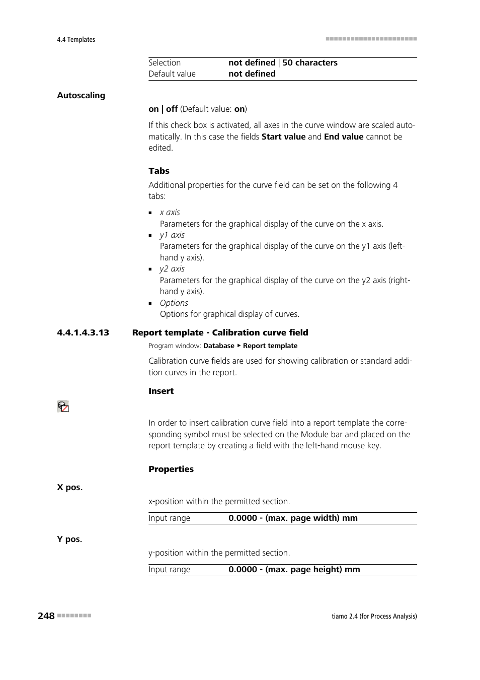 13 report template - calibration curve field, Calibration curve | Metrohm tiamo 2.4 (process analysis) User Manual | Page 264 / 1809