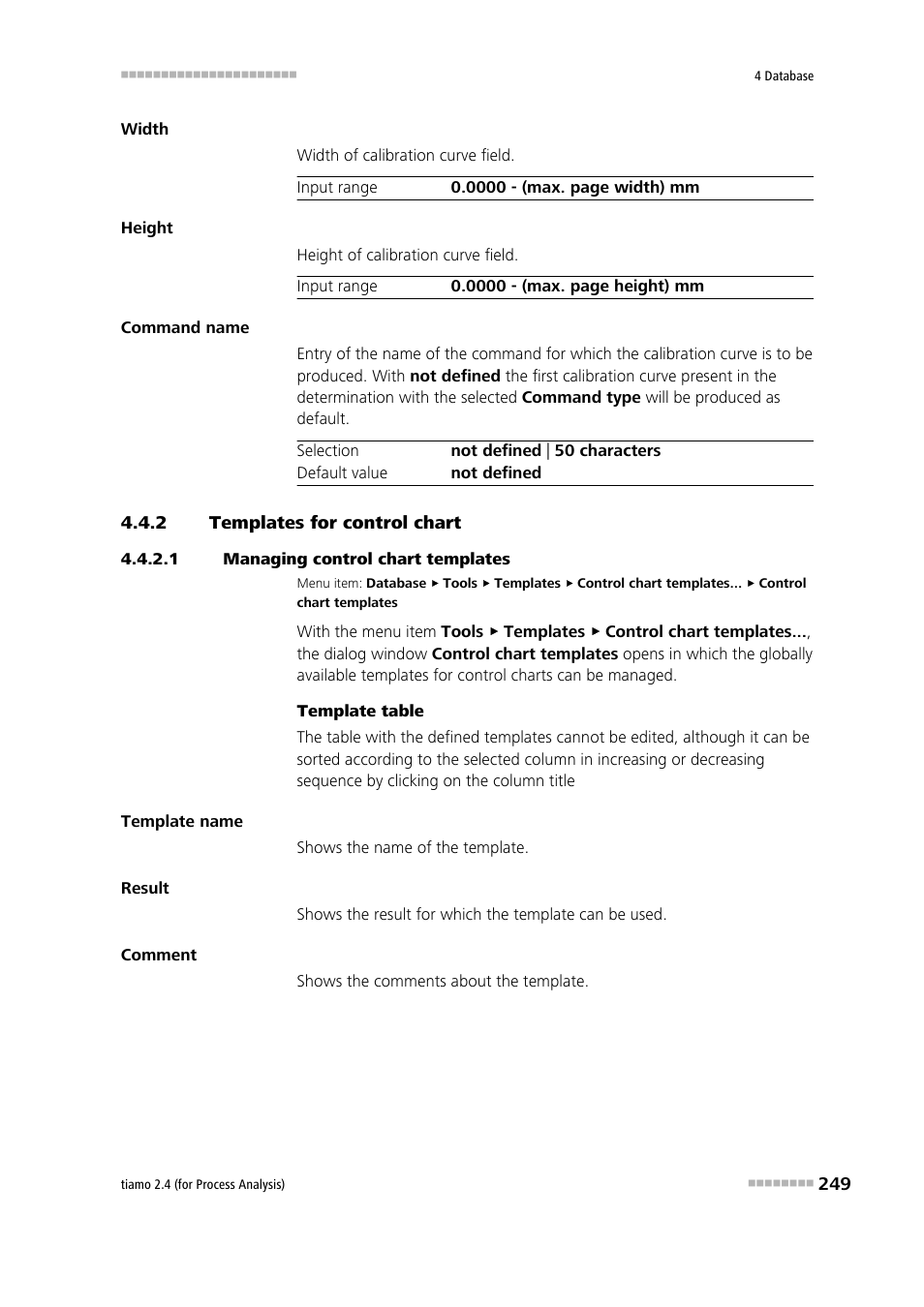 2 templates for control chart, 1 managing control chart templates, Templates for control chart | Edit templates for control charts | Metrohm tiamo 2.4 (process analysis) User Manual | Page 265 / 1809
